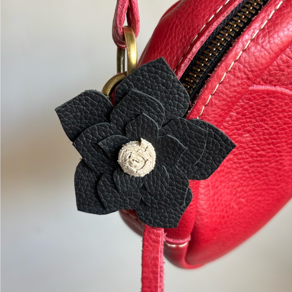 Leather Flower purse pendant